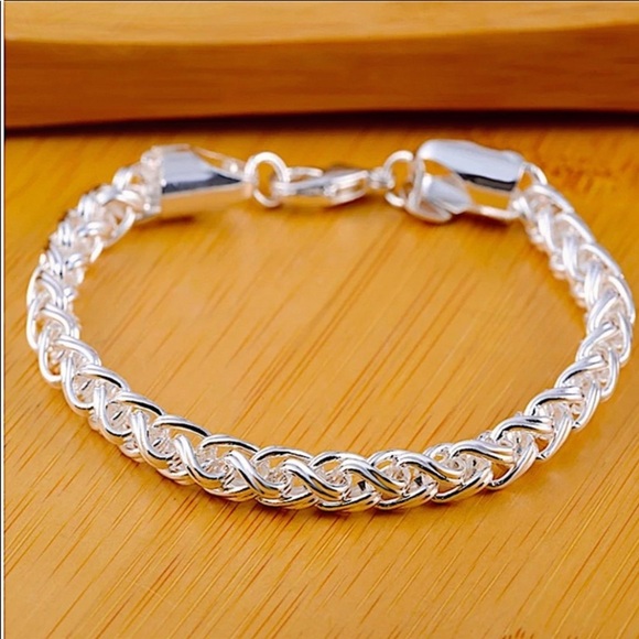 STERLING SILVER BRAIDED MATCHING NECKLACE BRACELET SET - Picture 3 of 4